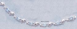 
Sterling Silver 7 Inch Dolphin and Blue Topaz Bracelet
