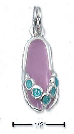 
Sterling Silver Pink Enamel Sandal With Aqua Dot strap
