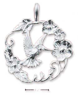 
Sterling Silver Humming Bird With Elegant Flowers Charm
