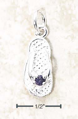 
Sterling Silver February Cubic Zirconia Birthstone Flip Flop Charm
