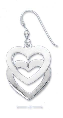 
Sterling Silver Double Overlapping Open Heart Earrings
