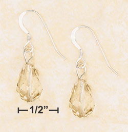 
Sterling Silver 8x12mm Faceted Champagne Crystal Teardrop Earrings
