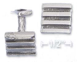 
Sterling Silver 13mm Cuff With 4 Alternating Rows Of Bar Snake Skin
