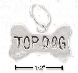 
Sterling Silver Dog Bone With Top Dog Inscribed Charm
