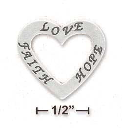 
Sterling Silver Open Heart Charm With Love Hope Faith
