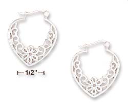 
Sterling Silver 1 Inch Heart Shape Tube Hoop Earrings
