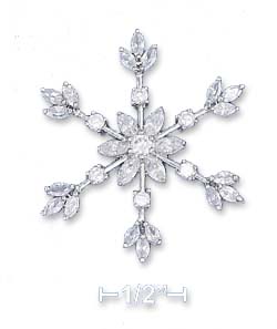 
Sterling Silver High Polish 35mm Cubic Zirconia Snowflake Pendant
