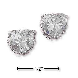 
Sterling Silver 7mm Cubic Zirconia Heart Post Earrings With Fancy
