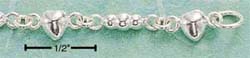 
Sterling Silver 7 Inch Heart and Balls Link Bracelet
