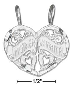 
Sterling Silver Sparkle-Cut Two Piece Mother/Daughter Heart Charm
