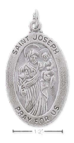 
Sterling Silver Large Oval St Joseph Medallion Charm
