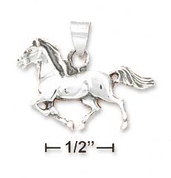 
Sterling Silver Antiqued Small Running Horse Pendant
