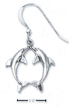 
Sterling Silver Kissing Dolphin French Wire Earrings
