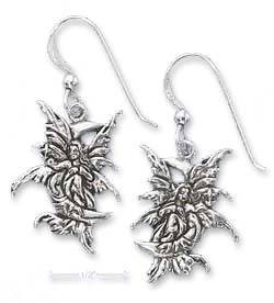 
Sterling Silver Fairy On Moon Earrings (Nickel Free)
