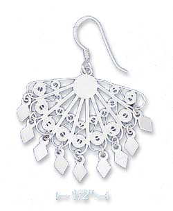 
Sterling Silver 1 Inch Intricate Fan Triangular Dangles Earrings
