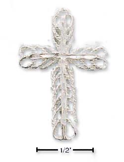 
Sterling Silver DC Open Rope Trim Fancy Cross Charm
