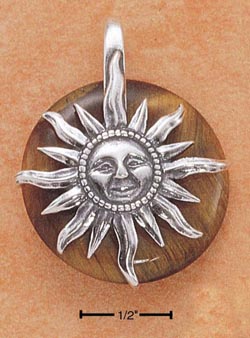 
Sterling Silver Sun On Large Tigereye Donut Pendant
