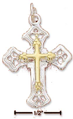 
Sterling Silver Two-Tone Cross Within A Cross Charm
