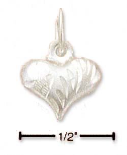 
Sterling Silver Tiny Children 10mm Etched Puffed Heart Charm
