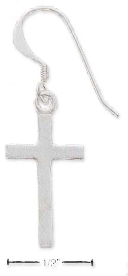 
Sterling Silver Plain Cross Earrings On French Wire
