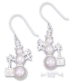 
Sterling Silver 26mm Triple Freshwater Cultured Pearl Snowman Earrings
