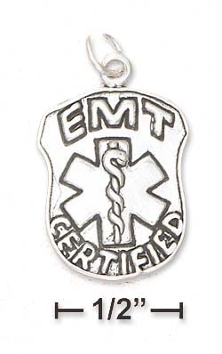 
Sterling Silver Antiqued EMT Certified Badge Charm
