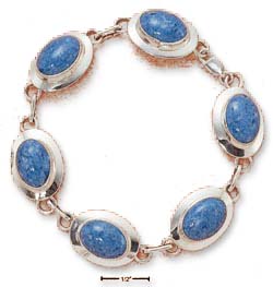 
Sterling Silver 7.5 Inch Oval Denim Lapis Bracelet
