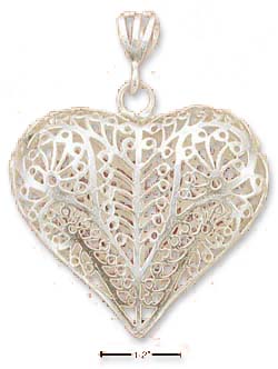 
Sterling Silver Extra Large Filigree Heart Pendant
