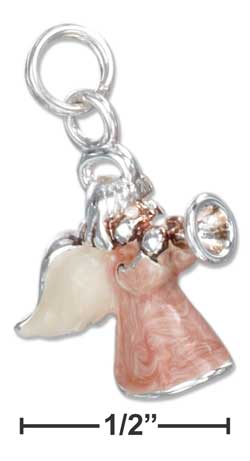 
Sterling Silver Enamel 3d Angel Blowing Horn Charm
