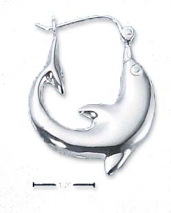 
Sterling Silver Large Curved Dolphin Hoop Earrings
