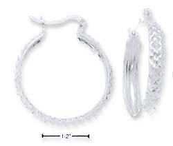 
Sterling Silver 30mm Curved DC Disco Hoop Earrings
