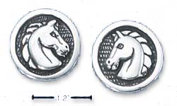 
Sterling Silver Horse-head Medallion Post Earrings
