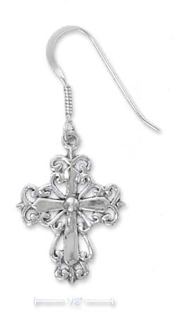 
Sterling Silver Fancy Flat Filigree Cross Earrings
