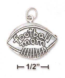 
Sterling Silver Slightly Domed Football Mom Charm
