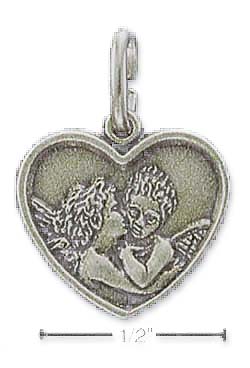 
Sterling Silver Medium Antiqued Angel Heart Charm
