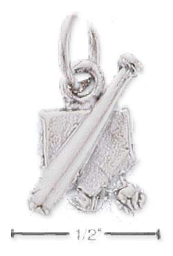 
Sterling Silver Baseball Bat Ball Homeplate Charm
