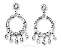 
Sterling Silver Round Cubic Zirconia Chandelier Post Earrings
