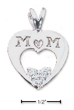 
Sterling Silver Mom Cubic Zirconia Heart Pendant
