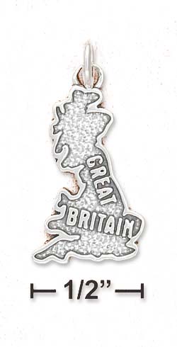 
Sterling Silver Antiqued Great Britain Map Charm
