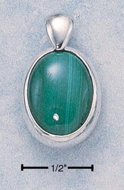 
Sterling Silver Bezel Set Oval Malachite Pendant
