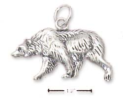 
Sterling Silver Antiqued Flat Grizzly Bear Charm
