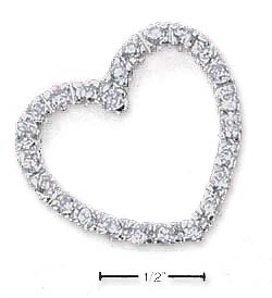 
Sterling Silver 23mm Cubic Zirconia Open Heart Slide Pendant
