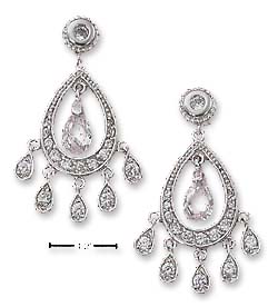 
Sterling Silver Tear Cubic Zirconia Chandelier Post Earrings
