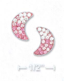 
Sterling Silver 10mm Pink To White Crystal Moon Post Earrings
