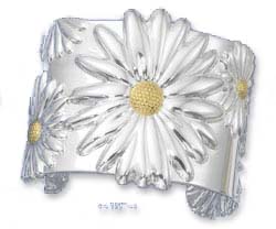 
Sterling Silver Two-Tone 2 Inch Wide Daisy Cuff
