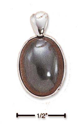 
Sterling Silver Bezel Set Oval Hematite Pendant
