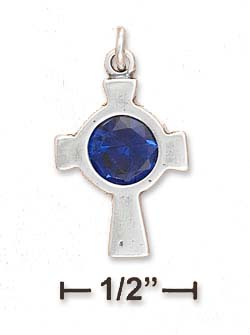 
Sterling Silver Cross Pendant With Blue Crystal
