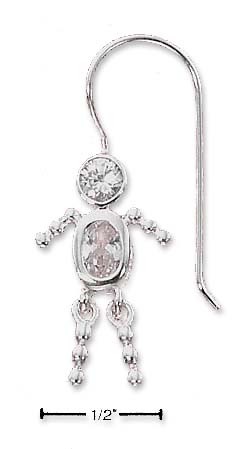 
Sterling Silver Clear Cubic Zirconia Boy Brat Wire Earrings
