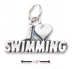 
Sterling Silver Antiqued I Love Swimming Charm
