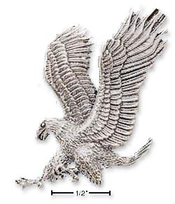 
Sterling Silver Large Landing Bald Eagle Charm
